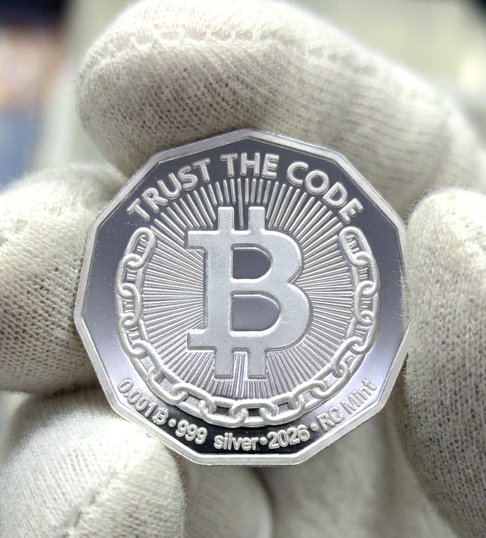 Hendecagon coin held in gloves
